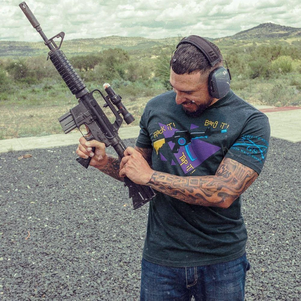 Tap, Rack, Bang T-Shirt - Heather Black - Image 2