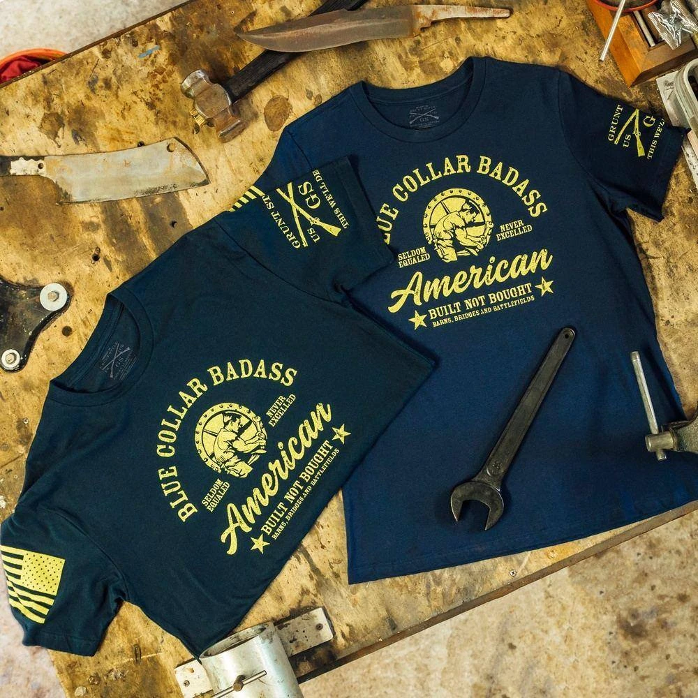 Blue Collar Badass T-Shirt - Midnight Navy - Image 4