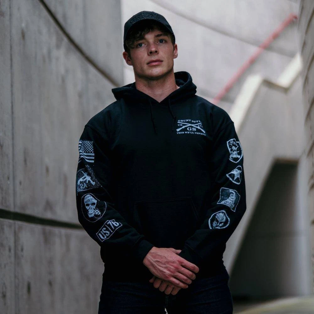 Grunt Style Patch Pullover Hoodie - Black - Image 2