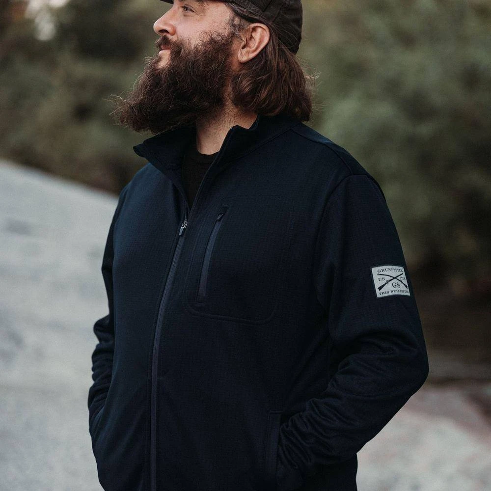 Men's Waffle Top Full-Zip Jacket - Navy - Image 4