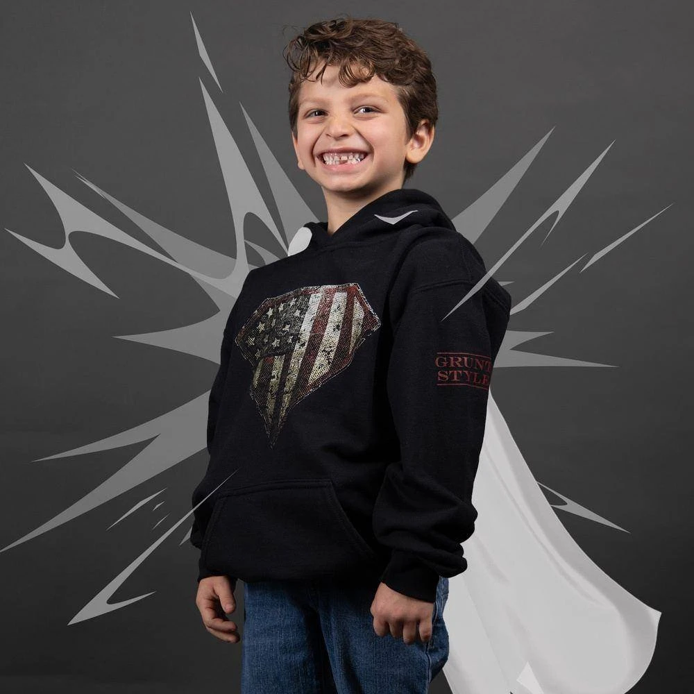 Youth Super Patriot Hoodie - Black - Image 3