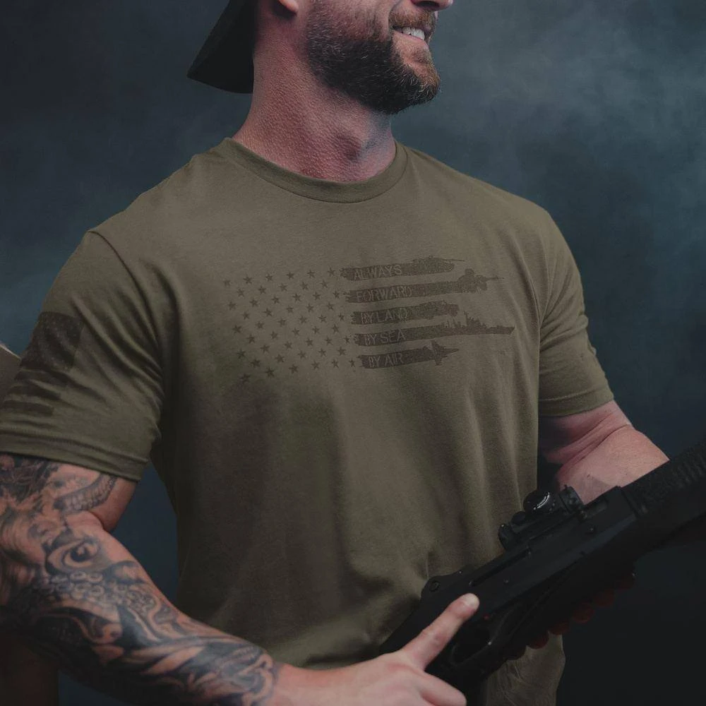 Always Forward Flag T-Shirt - Military Green - Image 3