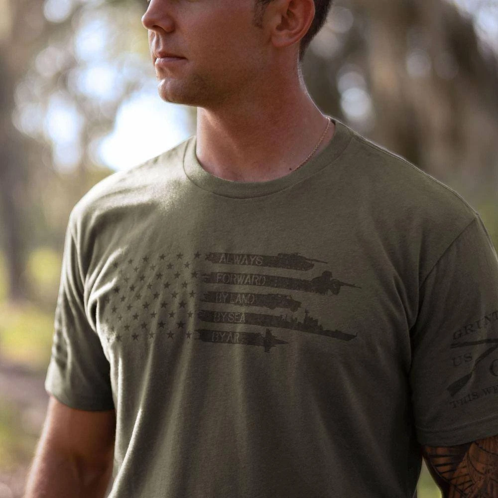 Always Forward Flag T-Shirt - Military Green - Image 2