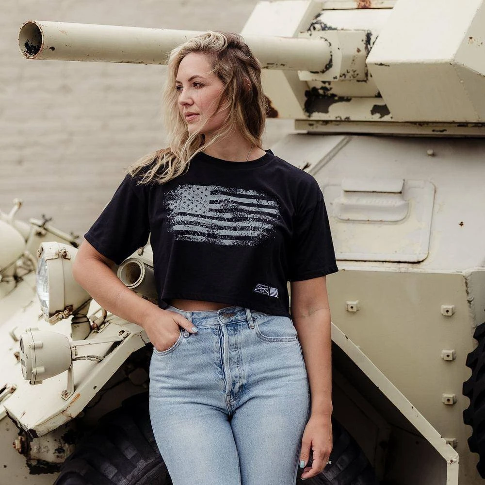 Women's Vintage American Cropped T-Shirt- Black - Image 4