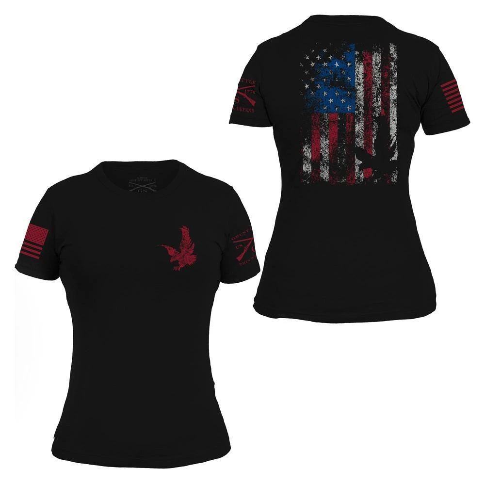 Women's Freedom Flag T-Shirt - Black - Image 3