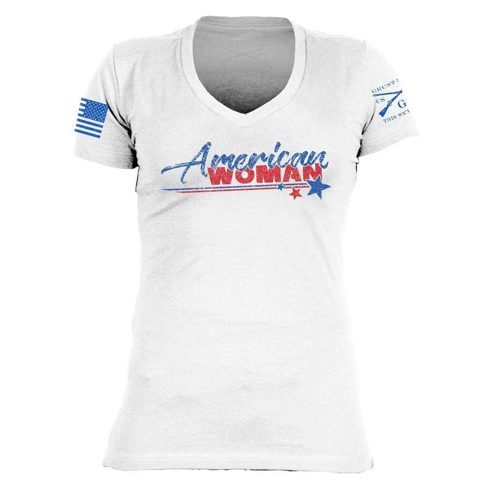 Women's American Woman V-Neck - White - Image 2