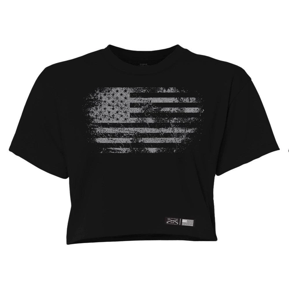 Women's Vintage American Cropped T-Shirt- Black - Image 2