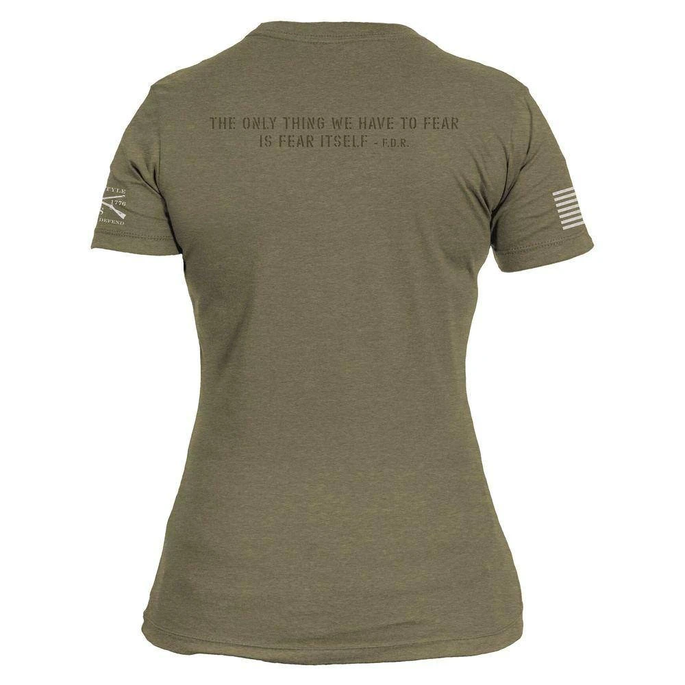 Women's Fear Less Training T-Shirt- Military Green - Image 9