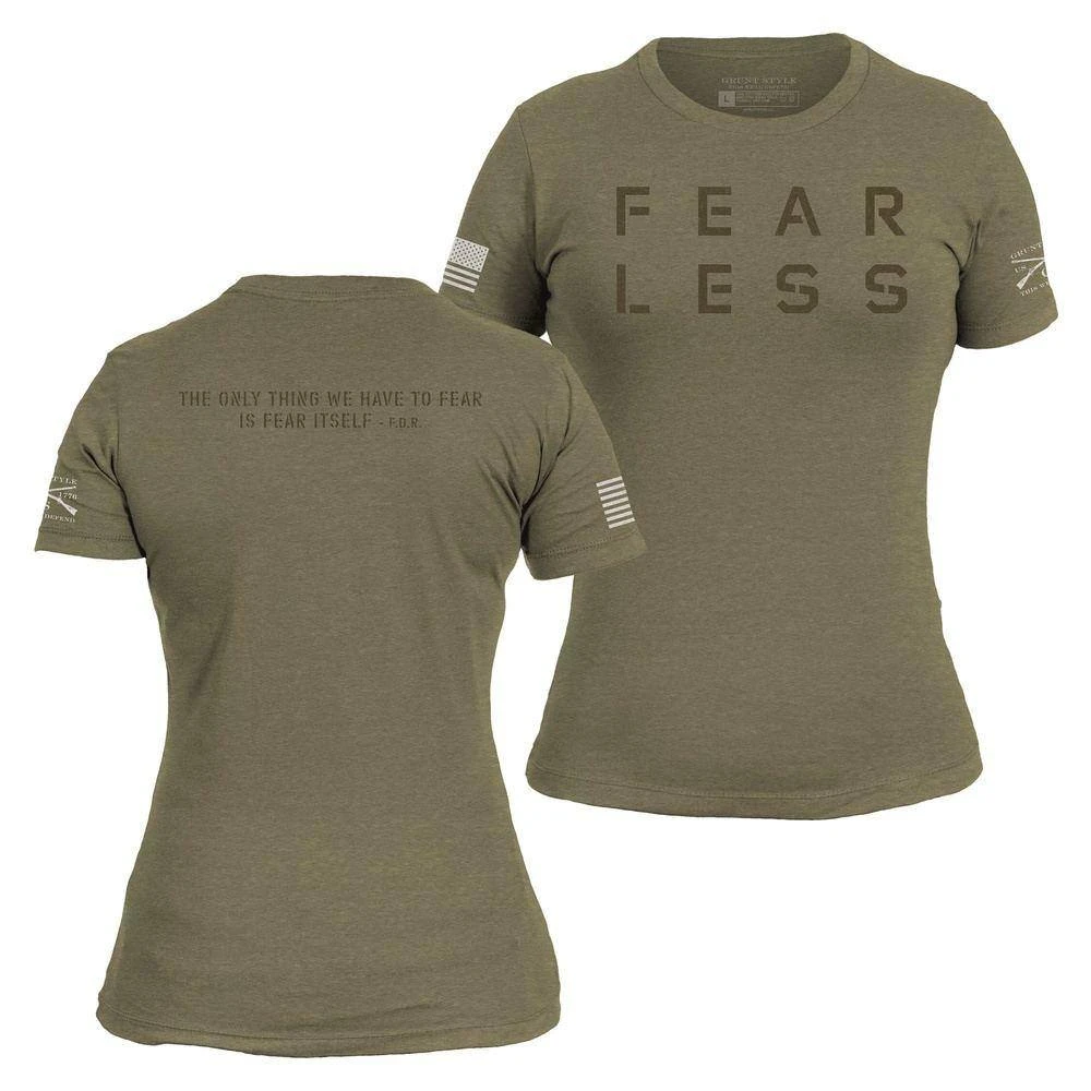 Women's Fear Less Training T-Shirt- Military Green - Image 3