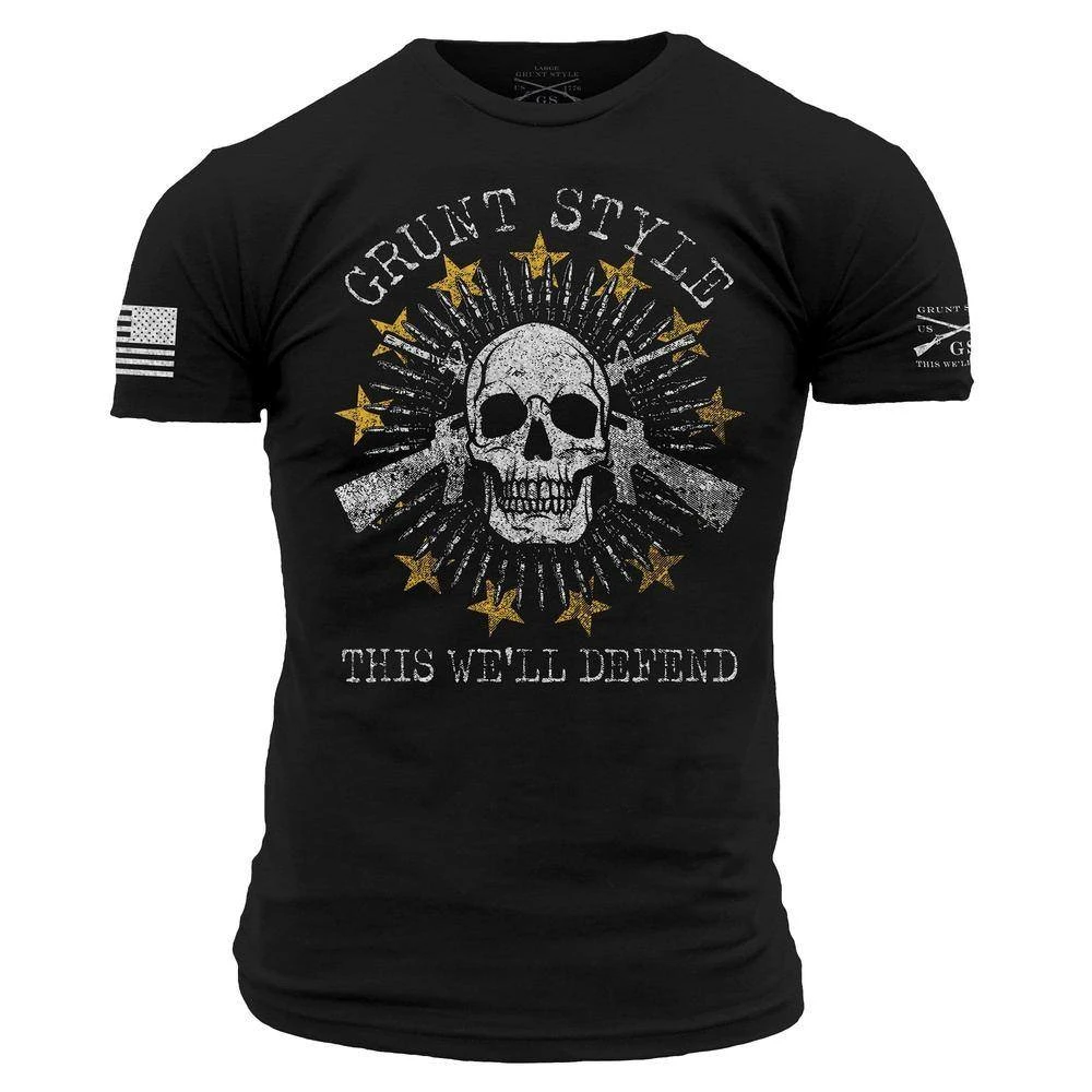 Crossed-Rifle Skull T-Shirt - Black