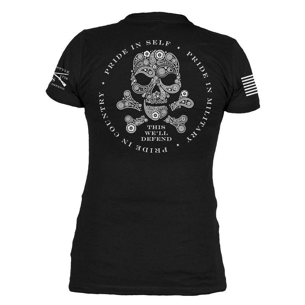 Women's Death Paisley V-Neck - Black - Image 10
