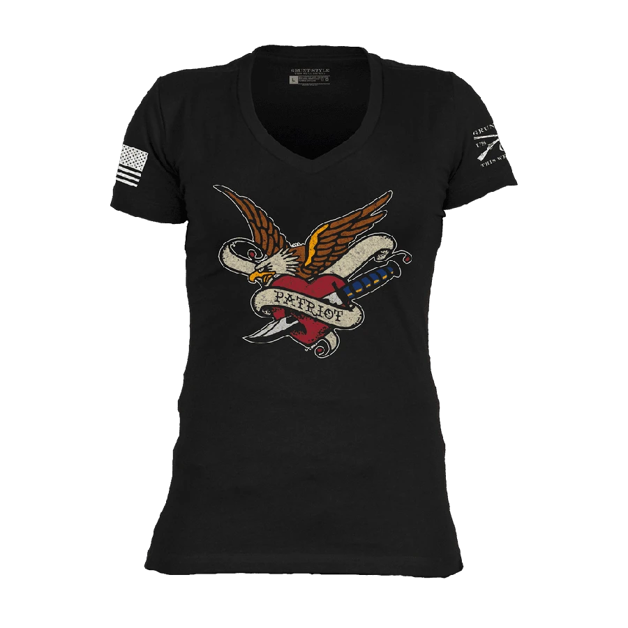 Women's Patriot Ink V-Neck - Black - Image 5