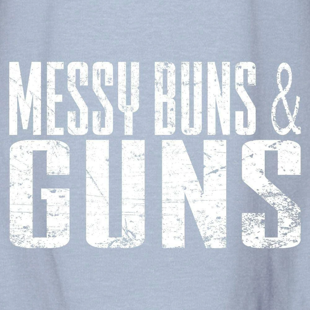 Women's Messy Buns & Guns Flowy Tank - Stonewash Denim - Image 4