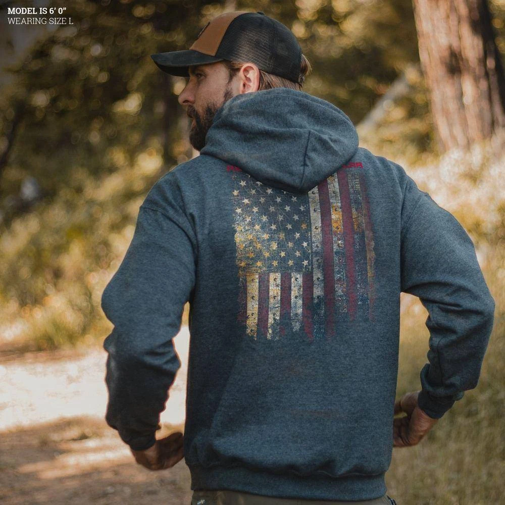 Red Blood Blue Collar™ Hoodie - Dark Heather - Image 2